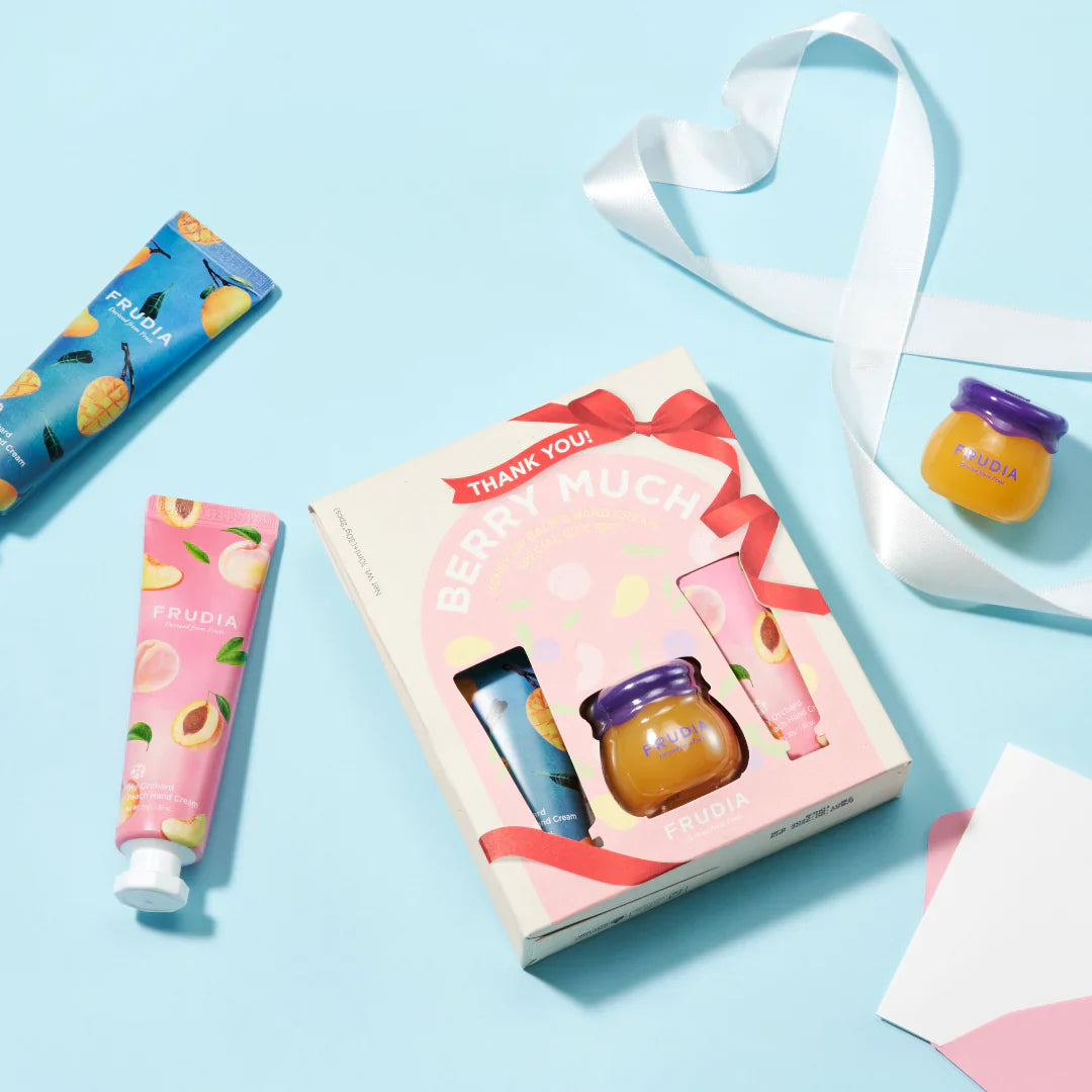 FRUDIA Honey Lip Balm &amp; Hand Cream Gift Set Thank You Berry Much